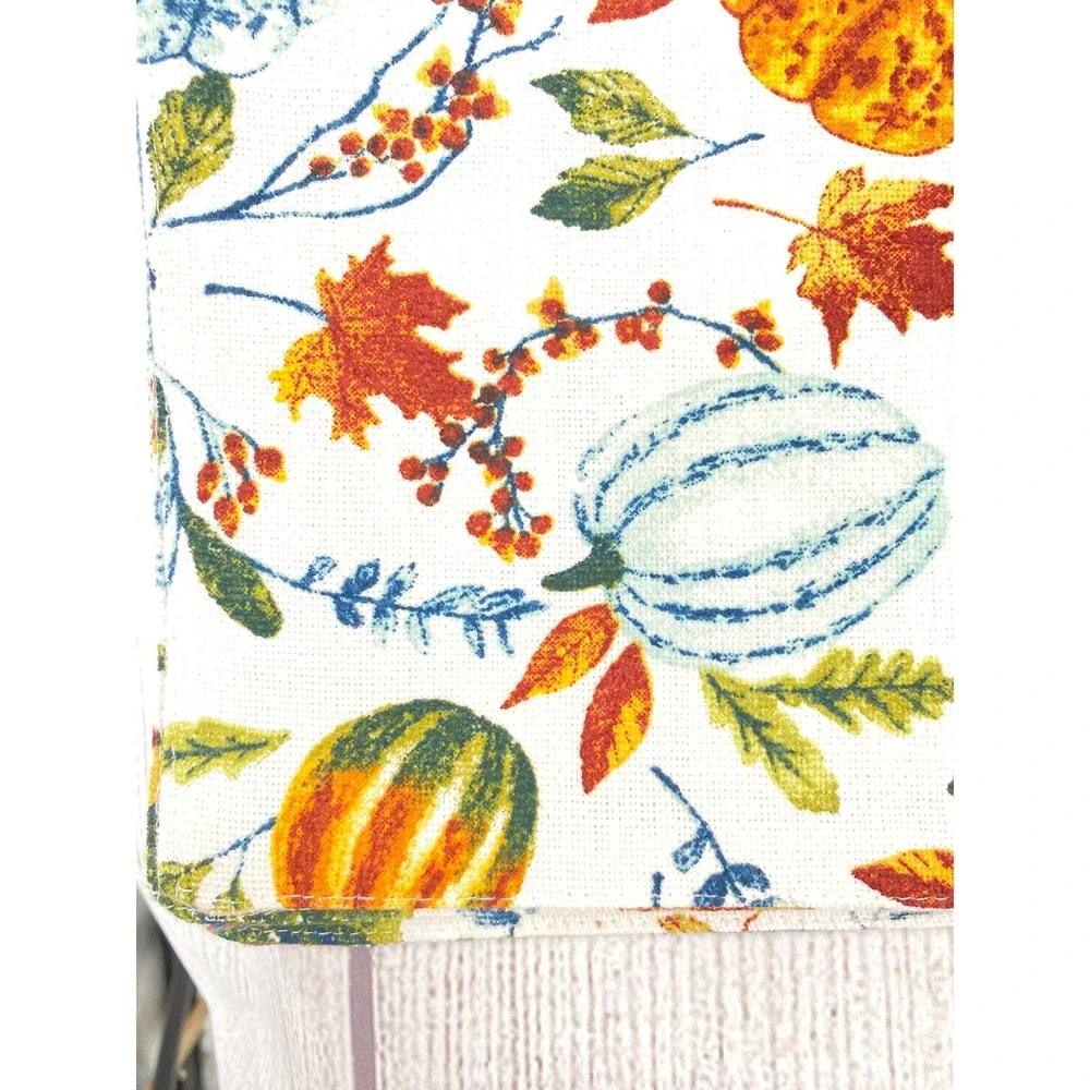 Shabby Chic Placemats (4) 13x19 Pumpkin Plaid Cotton Reversible Thanksgiving
